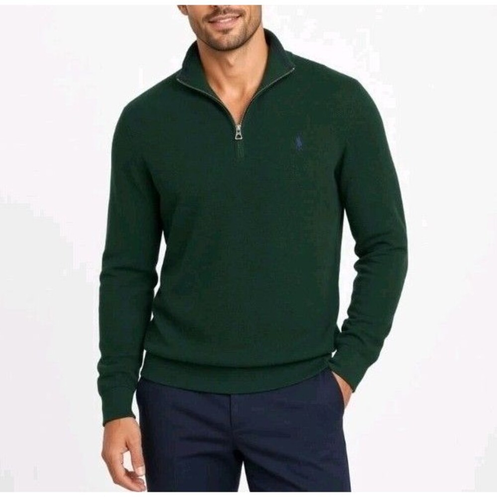 Polo Ralph Lauren Men's Luxury Jersey Quarter Zip Pullover XXL Green NWT $148